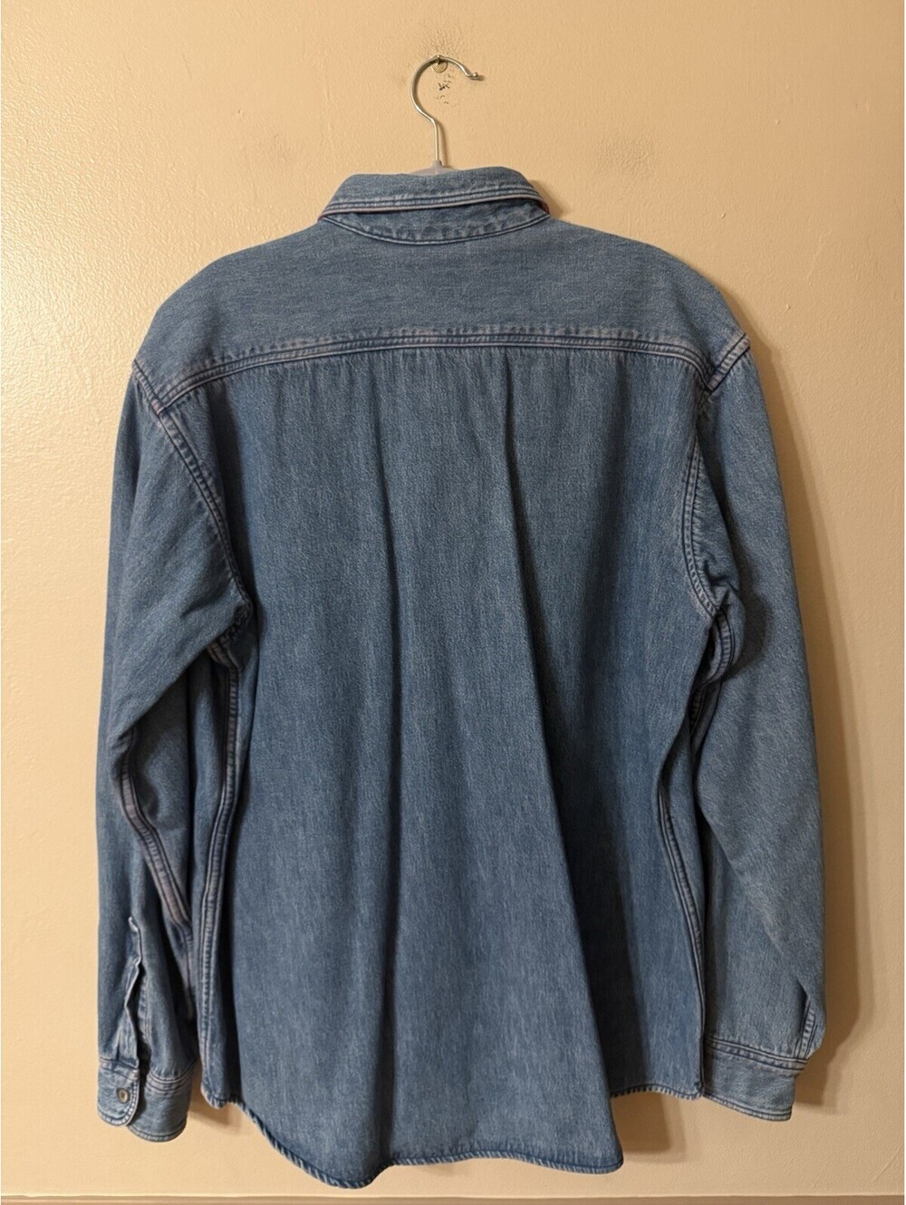 Vintage LL Bean Denim Flannel Lined Shirt Shacket Made In USA Size L - Picture 3 of 9